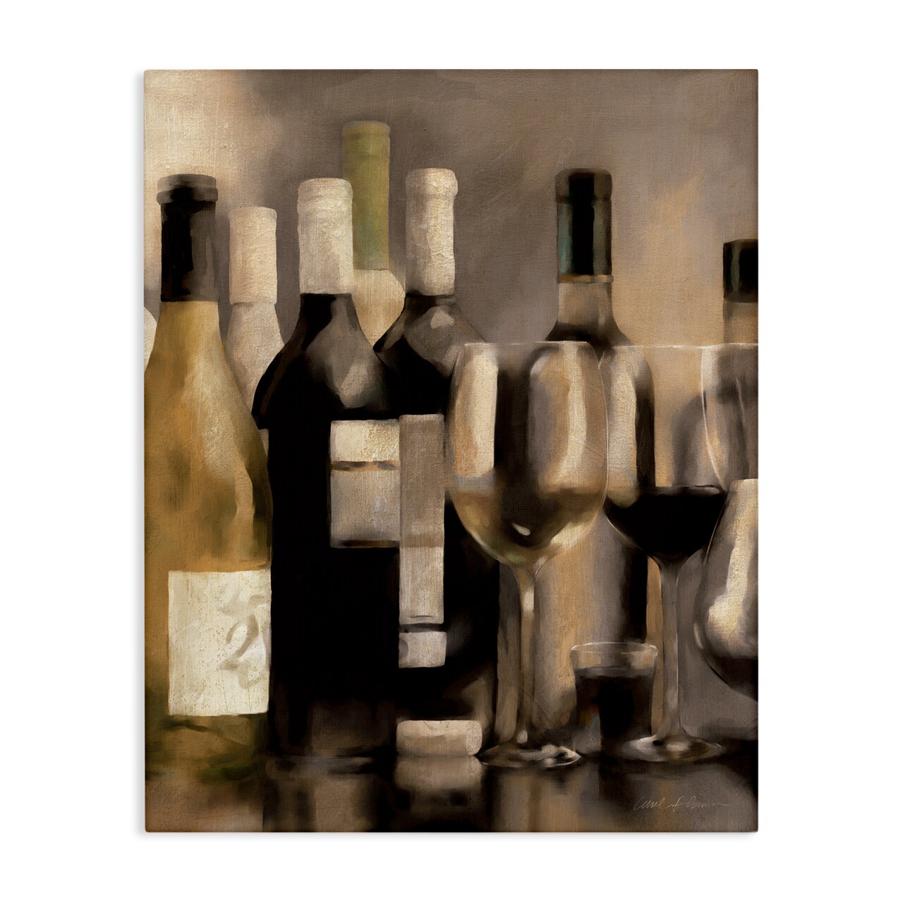 Stupell Industries Wine Bottles on Bar Canvas Wall Art Design by Carol Robinson